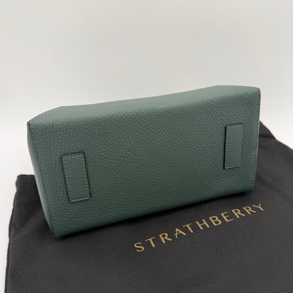 Strathberry Mosaic Bottle Green-Sage Leather Gold Bar Hardware - Picture 7 of 16